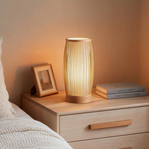 BambooGlow | Elegant Handwoven Japanese Table Lamp for Bedroom 7