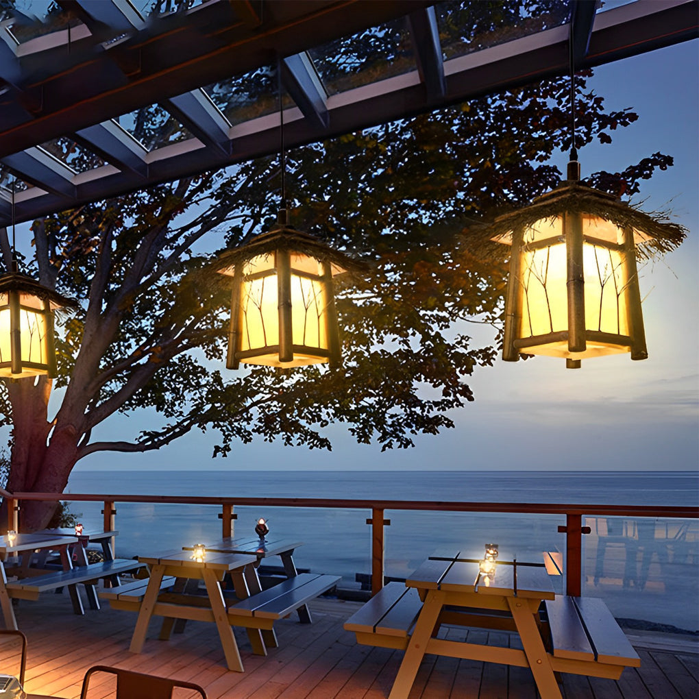 BambooGlow | Elegant Rustic Outdoor Wall Light for Garden and Patio