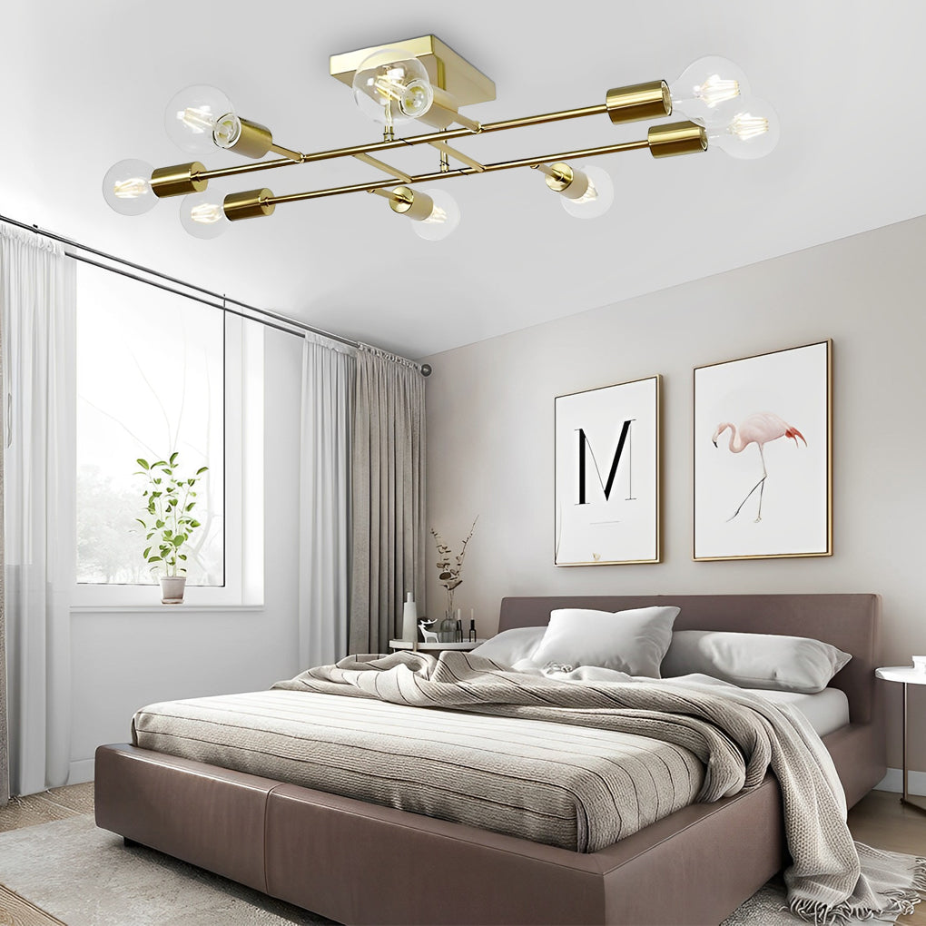 BrassElegance | Vintage Elegant 8-Light Semi Flush Mount Ceiling Light
