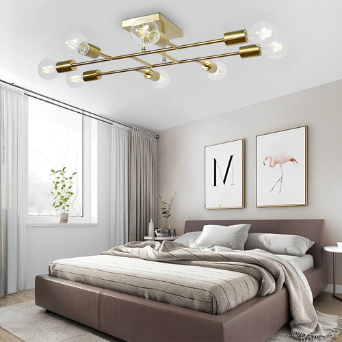 BrassElegance | Vintage Elegant 8-Light Semi Flush Mount Ceiling Light
