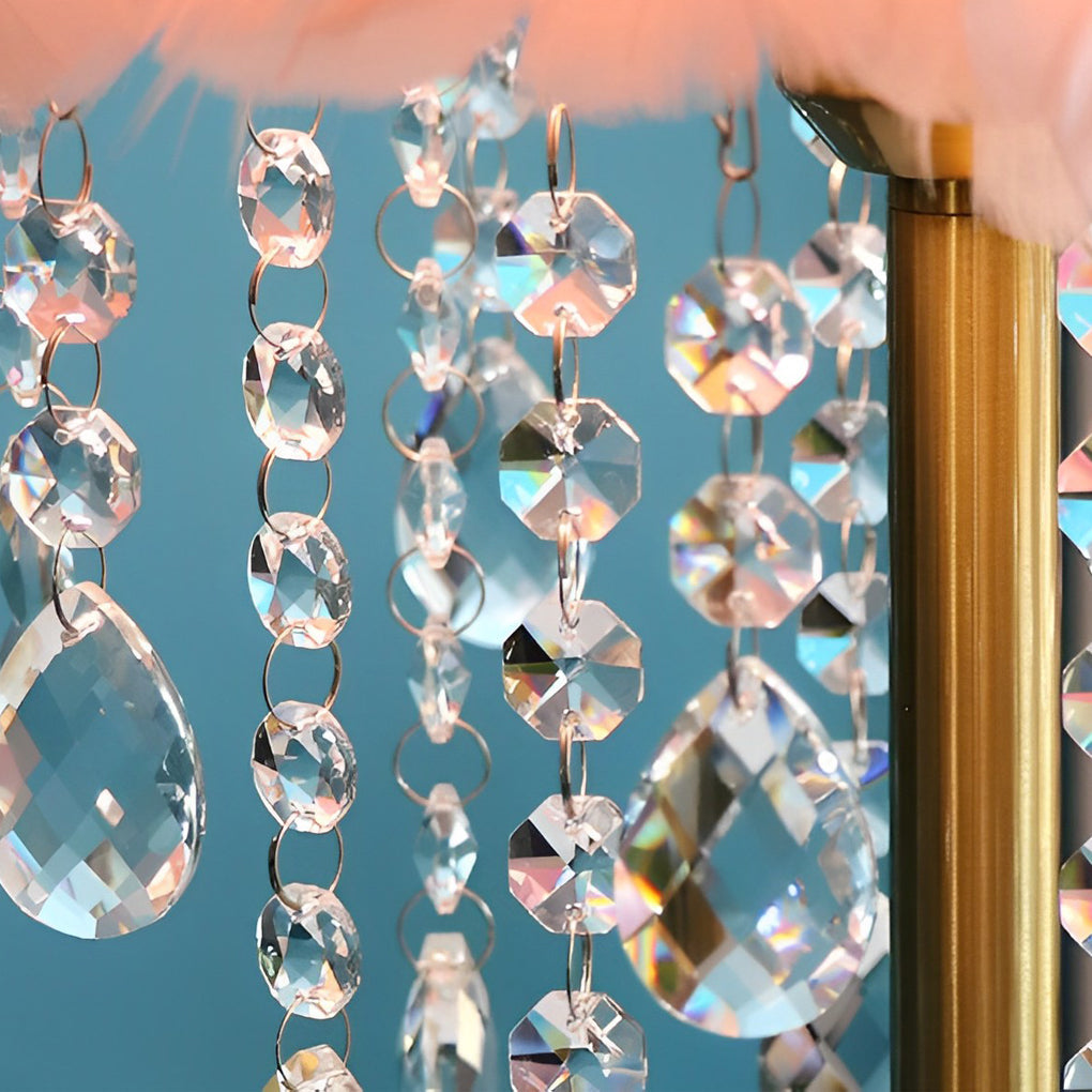 FeatherGlow | Elegant Soft Feather Table Lamp with Crystal Accents 7