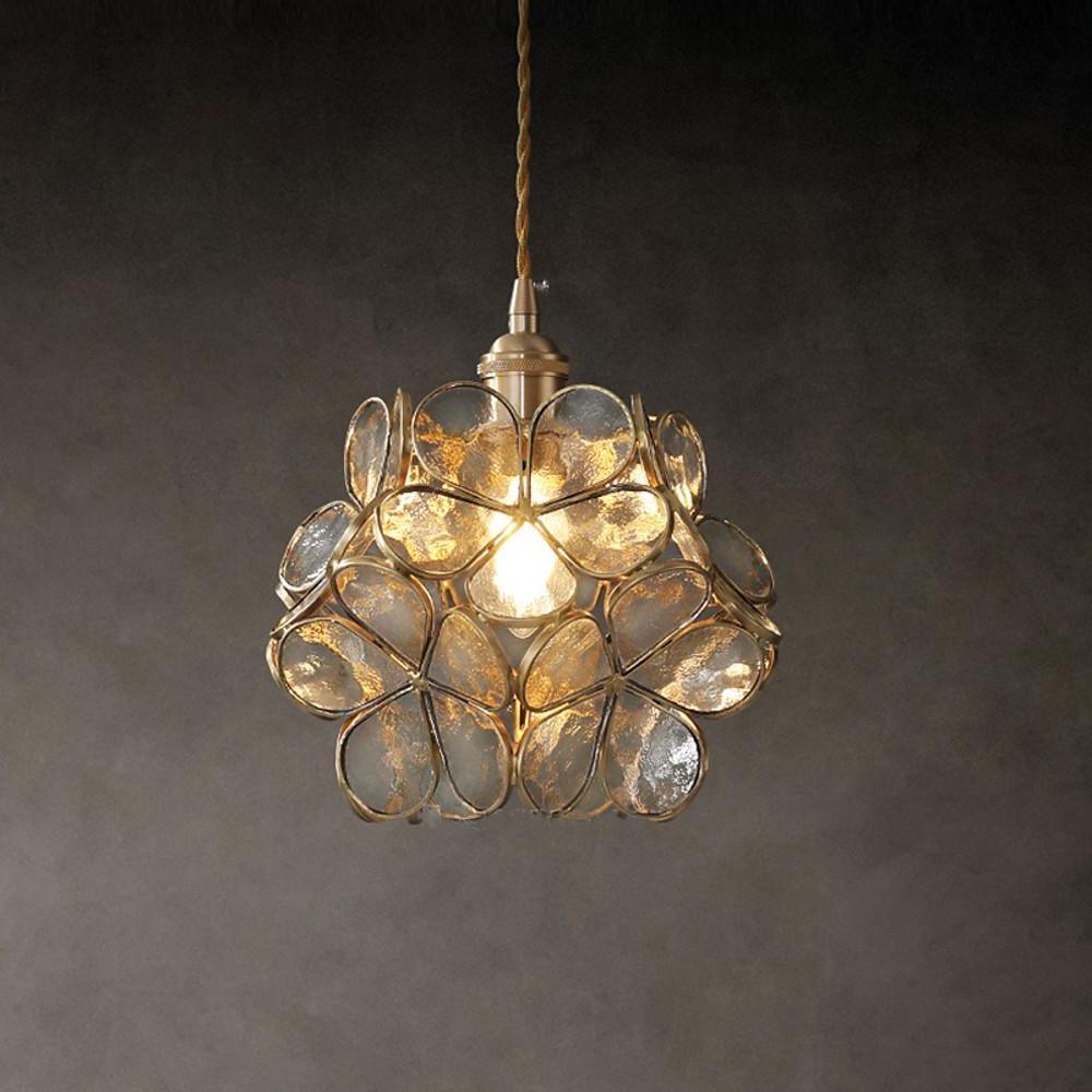FloralAura | Artistic Retro Glass Pendant Light for Kitchen Island