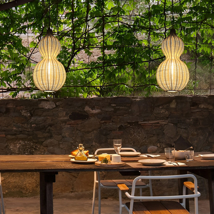 GourdLight | Stylish Natural Rattan Outdoor Hanging Pendant Light 3