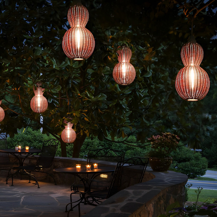 GourdLight | Stylish Natural Rattan Outdoor Hanging Pendant Light 8