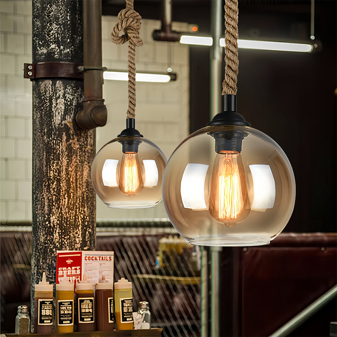 HempGlow | Elegant Vintage Glass Kitchen Pendant Lighting with Adjustable Cord