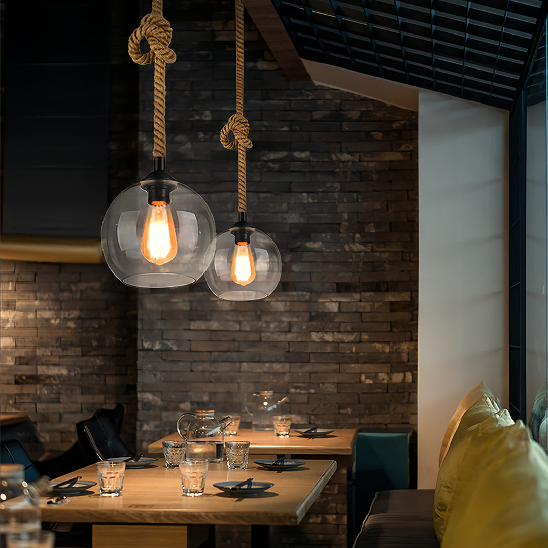 HempGlow | Elegant Vintage Glass Kitchen Pendant Lighting with Adjustable Cord