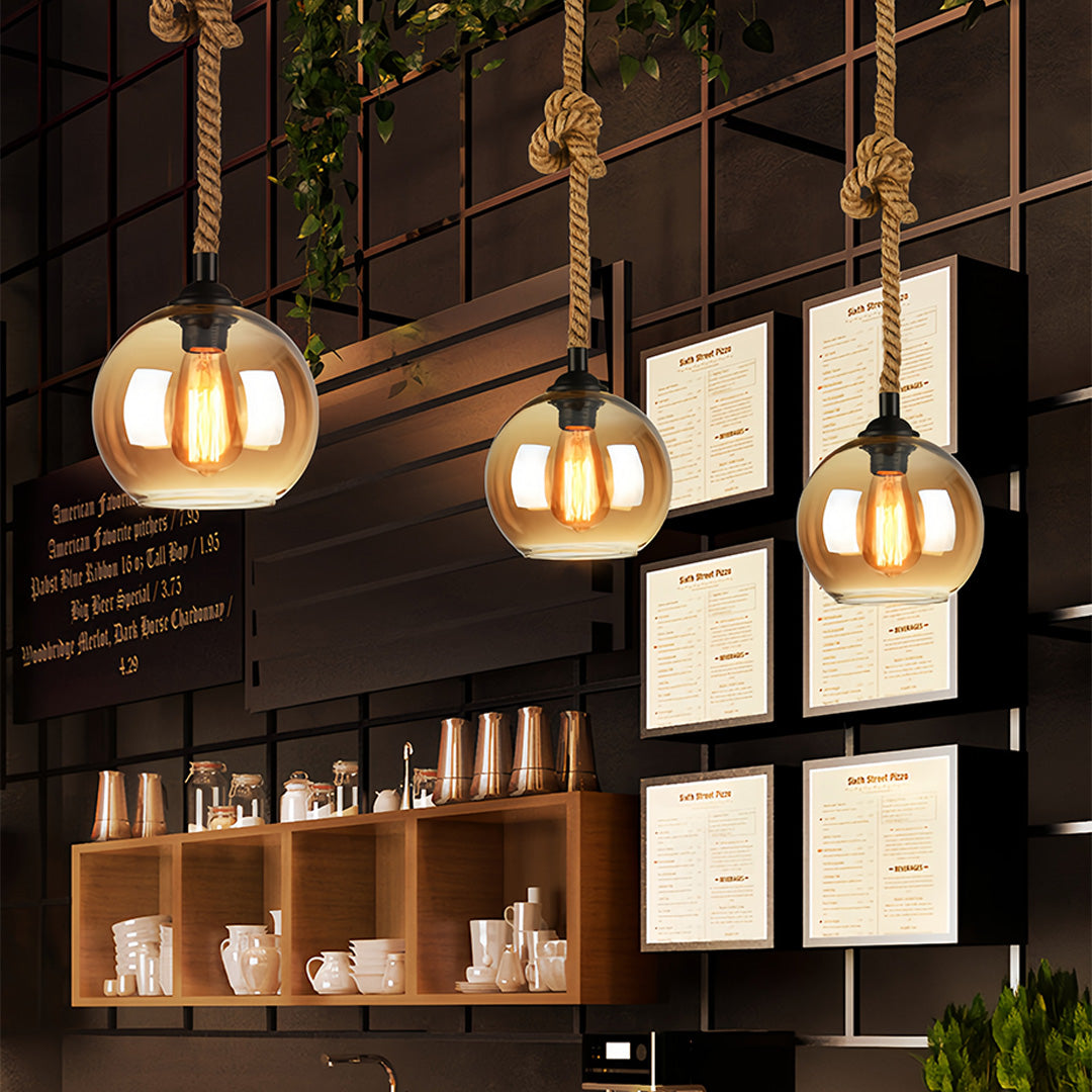 HempGlow | Elegant Vintage Glass Kitchen Pendant Lighting with Adjustable Cord