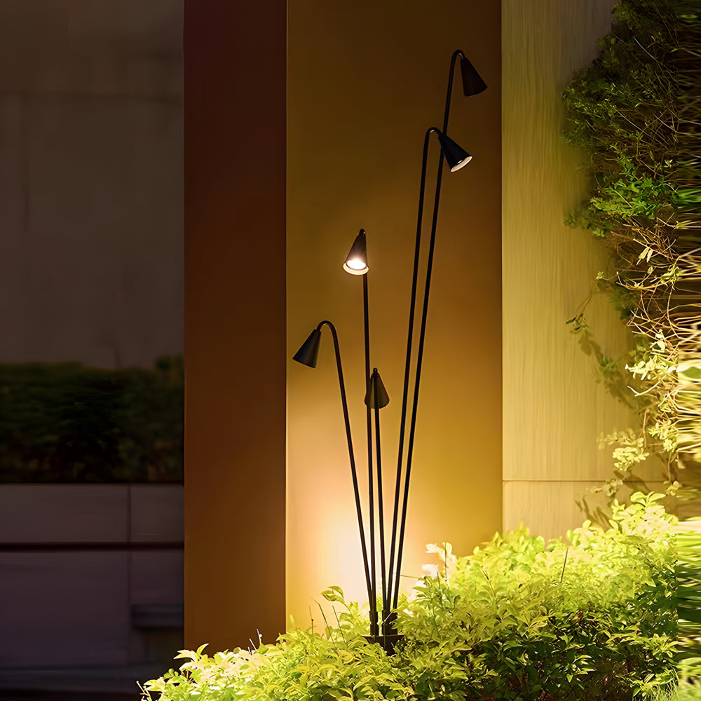 Industrial Multi-Head Floor Lamp | Adjustable Black LED Standing Light