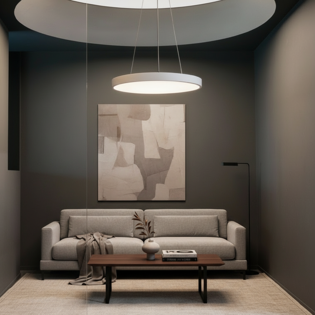 Lunaris | Sleek Modern Minimalist Round Pendant Ceiling Light Fixture