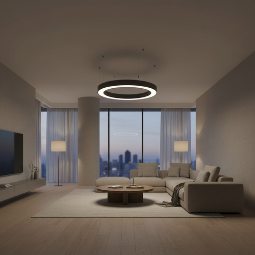 Black Acrylic Industrial Commercial LED Pendant Ceiling Light — Modern