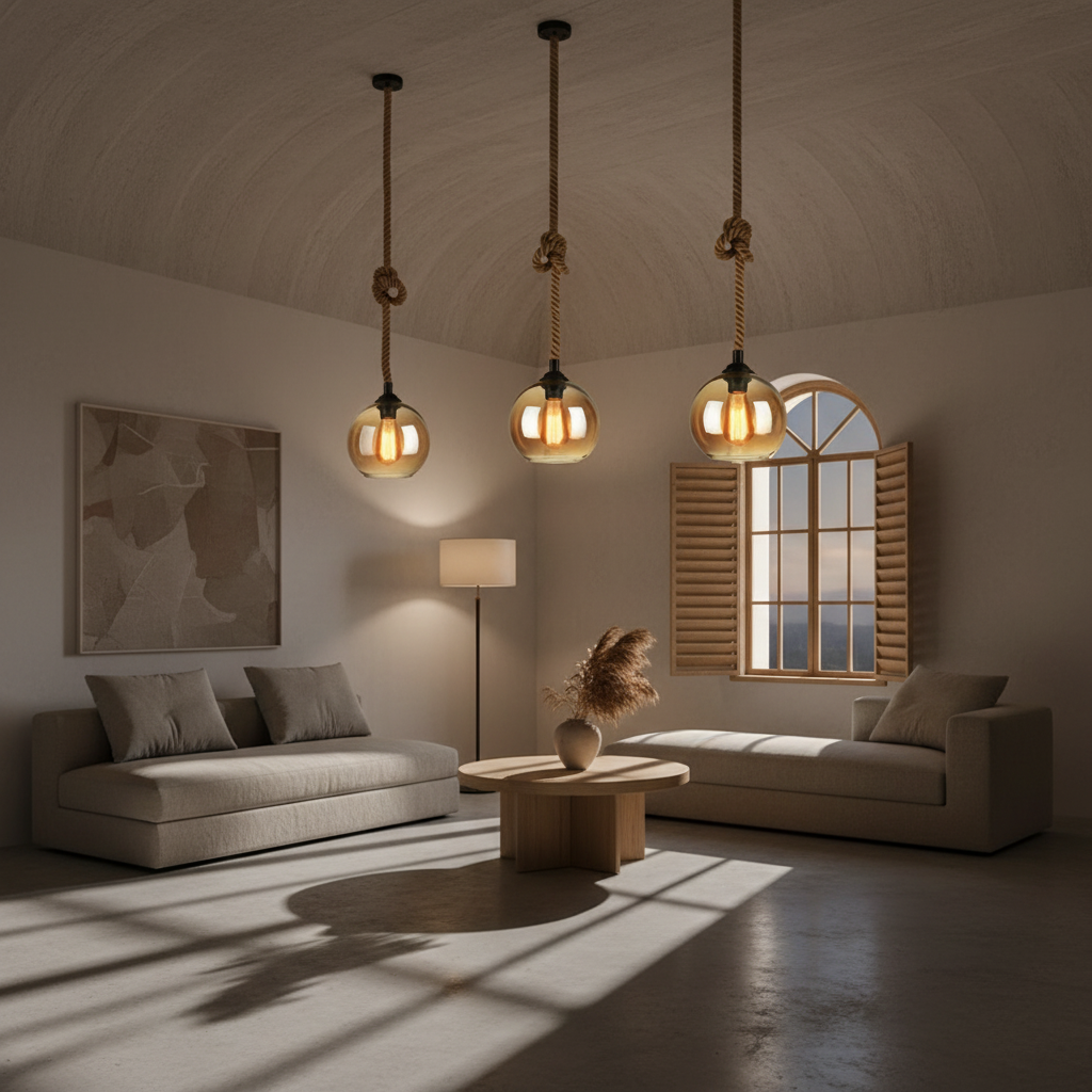 HempGlow | Elegant Vintage Glass Kitchen Pendant Lighting with Adjustable Cord