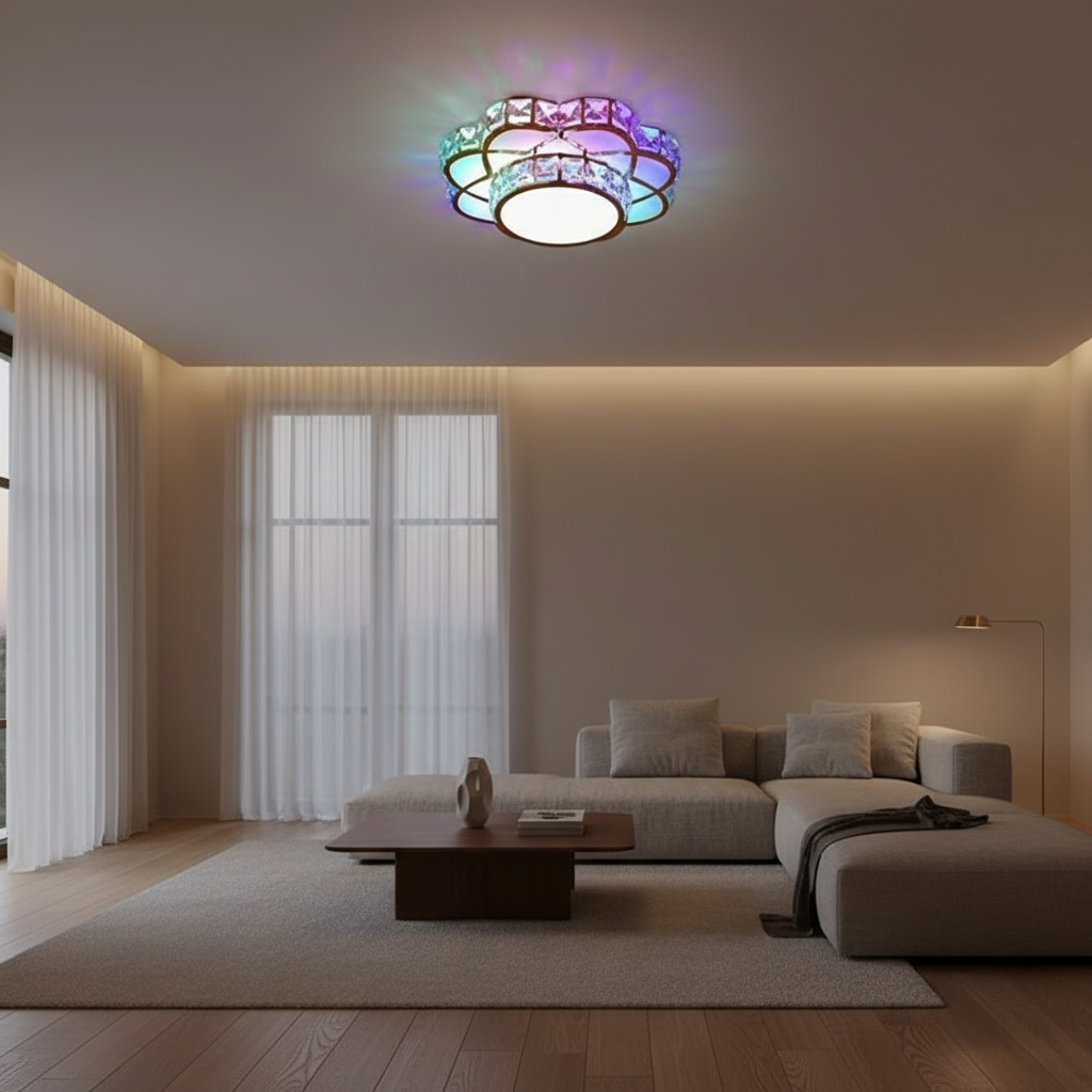 Luminara | Stylish Minimalist Crystal Flush Mount Ceiling Light Fixture