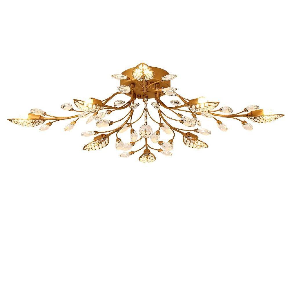 Luminara | Elegant Black Crystal Branch Semi-Flush Mount Chandelier
