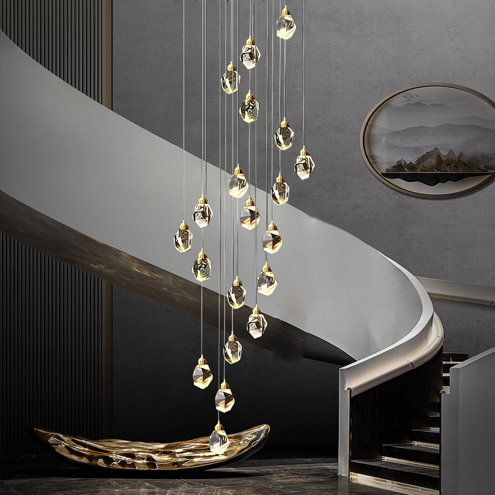 Luminara | Elegant Modern Spiral Crystal Chandelier for Staircase Lighting