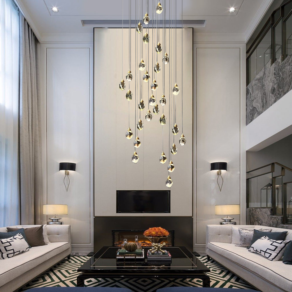 Luminara | Elegant Modern Spiral Crystal Chandelier for Staircase Lighting