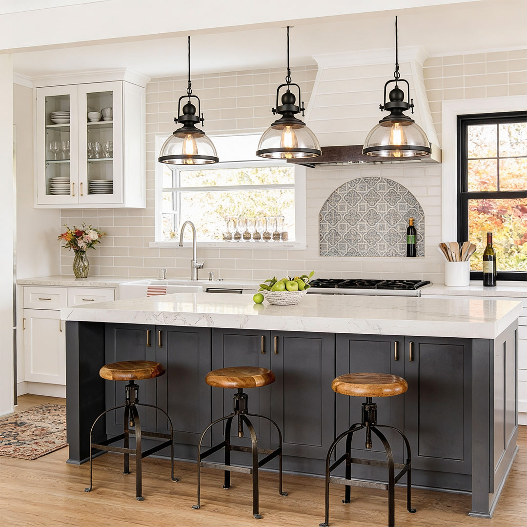Luminara | Stylish Black Industrial Glass Pendant Light Fixture