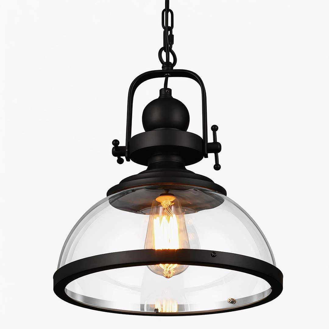 Luminara | Stylish Black Industrial Glass Pendant Light Fixture