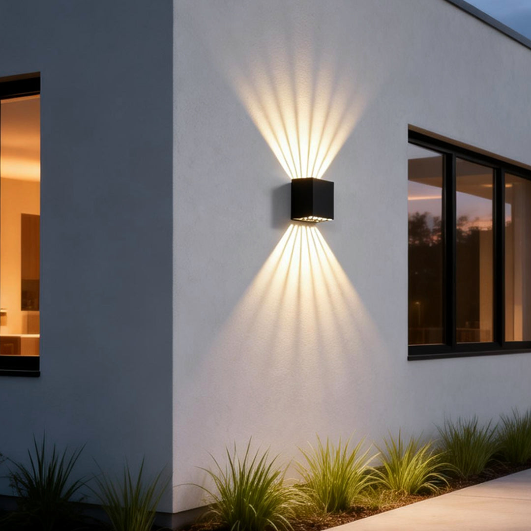 Luminara | Stylish Black Outdoor Wall Lantern With Up and Down Lights