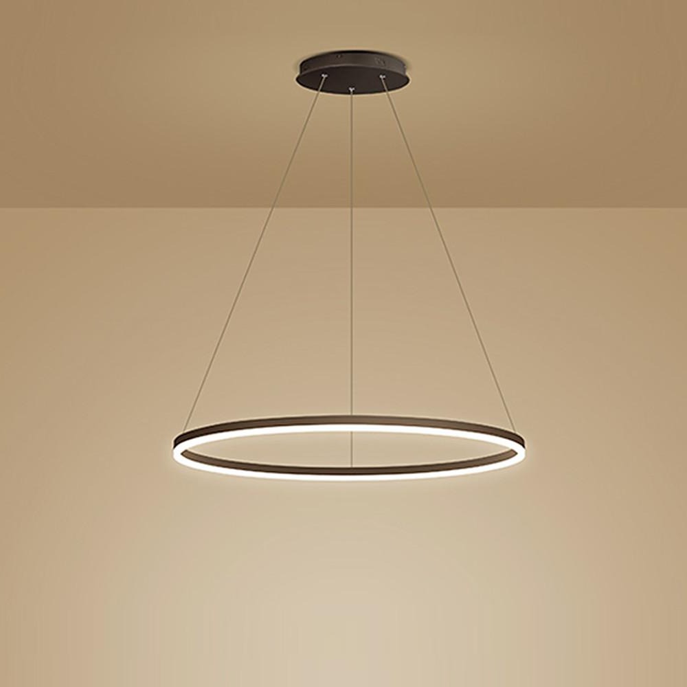 Lunara | Modern Elegant Black Aluminum LED Ring Chandelier
