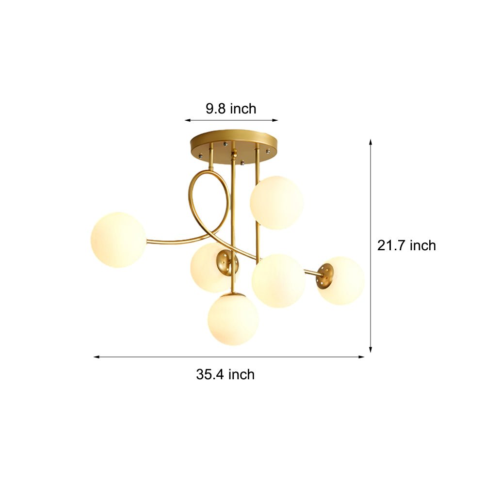 Lunaria | Elegant Modern Gold Semi-Flush Mount Chandelier Light Fixture
