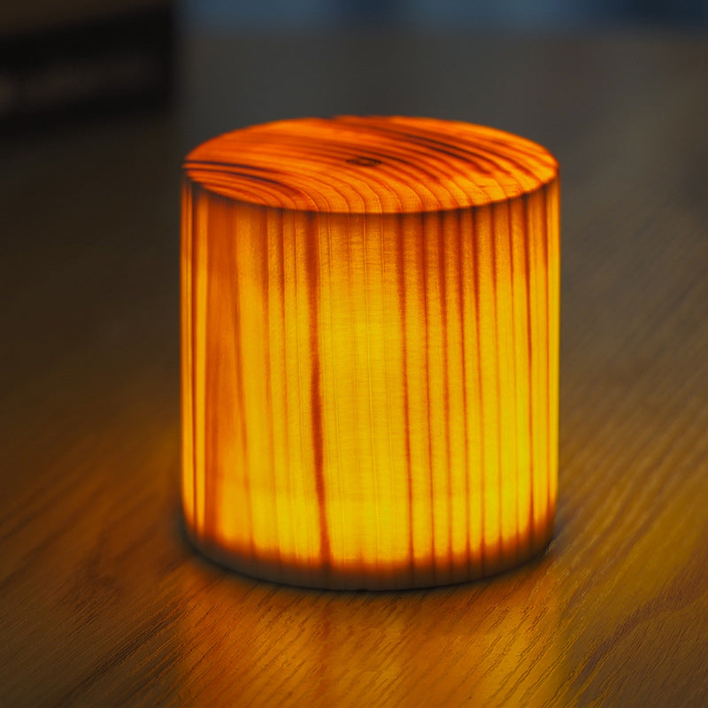 PineGlow | Stylish Modern Cordless Wood Grain Table Lamp 4