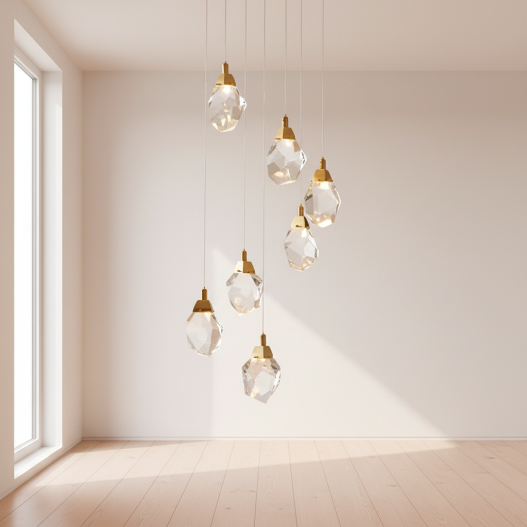 Luminara | Elegant Modern Spiral Crystal Chandelier for Staircase Lighting