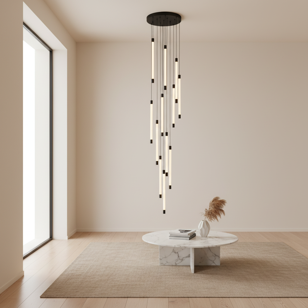 AureaGlow | Modern Elegant Black Spiral Chandelier Light Fixture