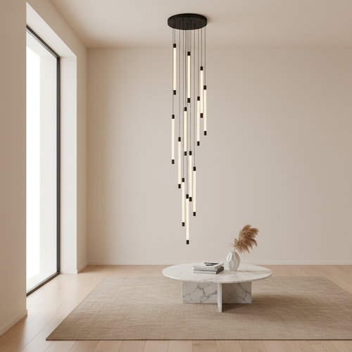 AureaGlow | Modern Elegant Black Spiral Chandelier Light Fixture