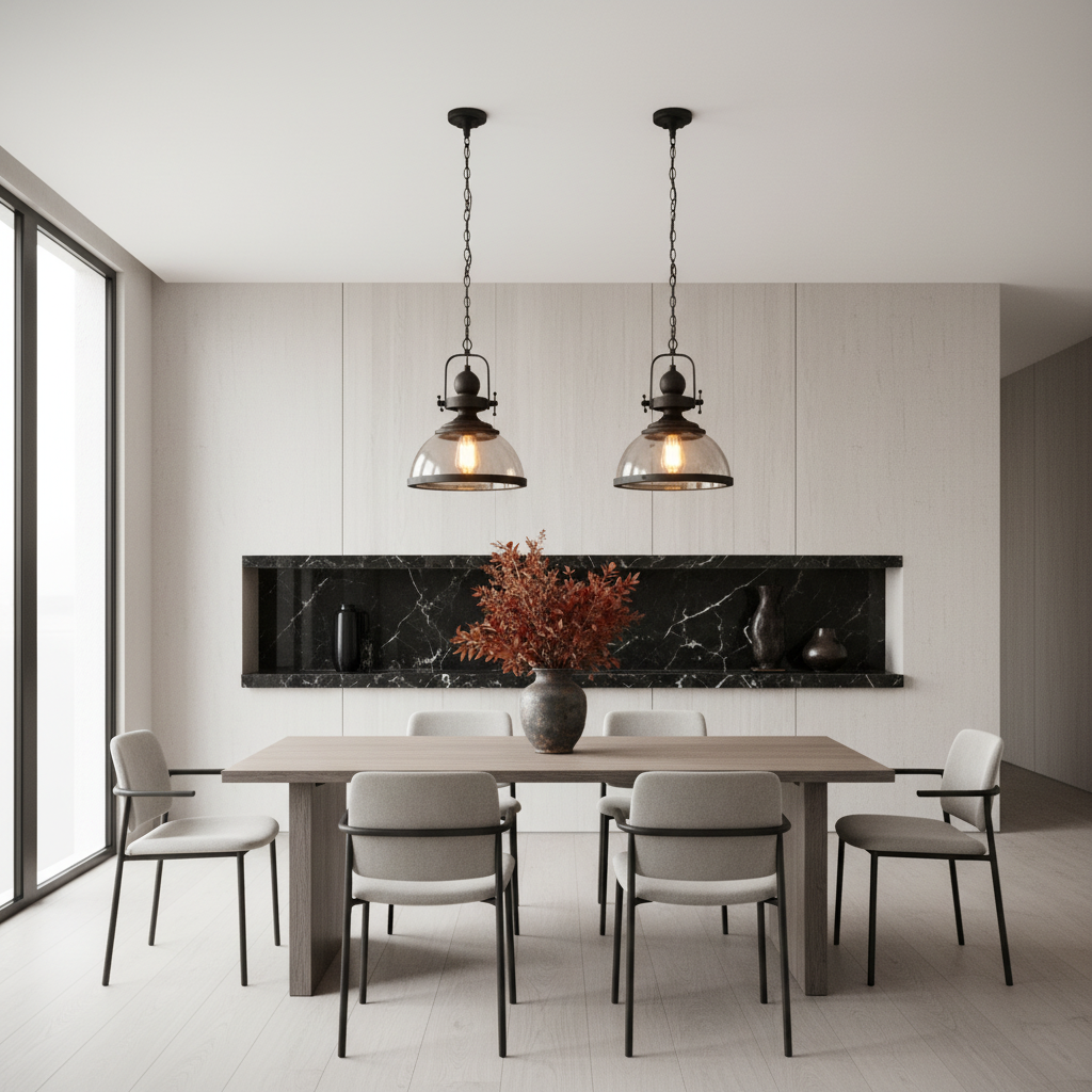 Luminara | Stylish Black Industrial Glass Pendant Light Fixture