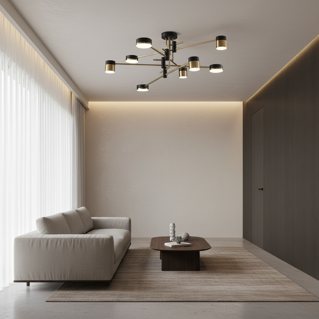 CelestiaSphere | Stylish Modern Black Gold Sputnik Ceiling Light