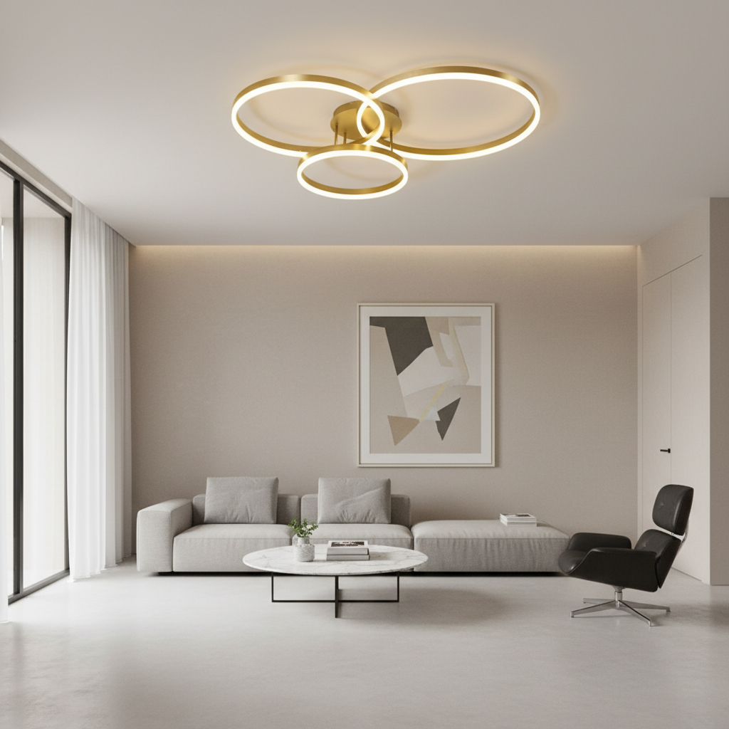 Luminara | Stylish Modern Gold Flush Mount Ceiling Light Fixture