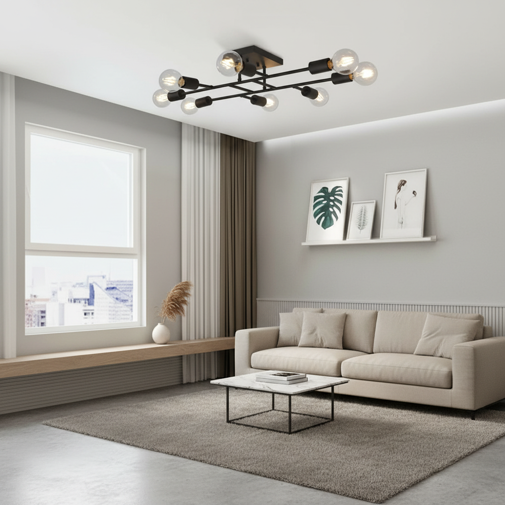 BrassElegance | Vintage Elegant 8-Light Semi Flush Mount Ceiling Light