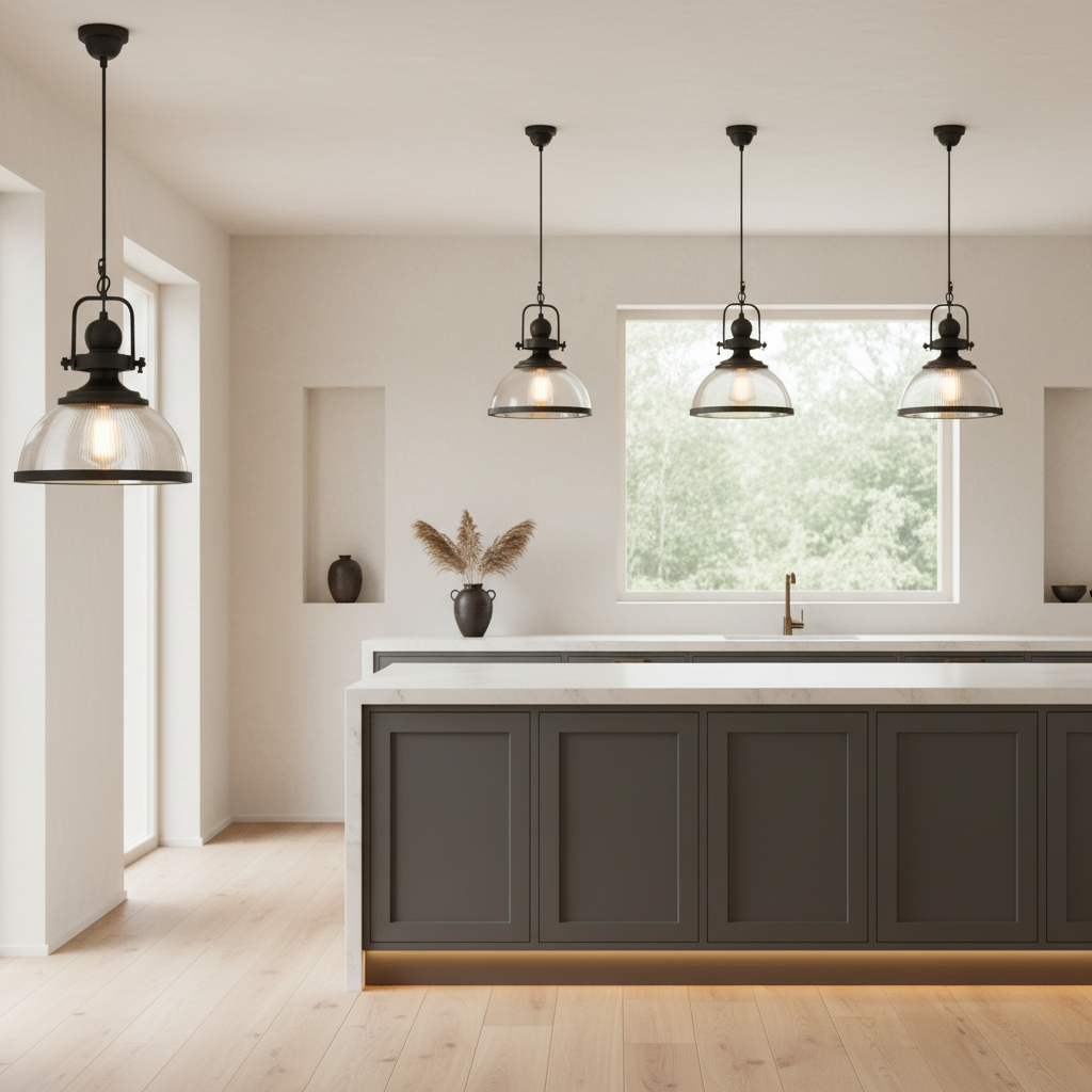 Luminara | Stylish Black Industrial Glass Pendant Light Fixture