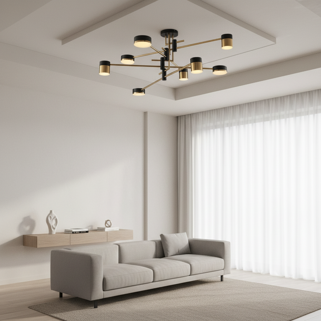 CelestiaSphere | Stylish Modern Black Gold Sputnik Ceiling Light