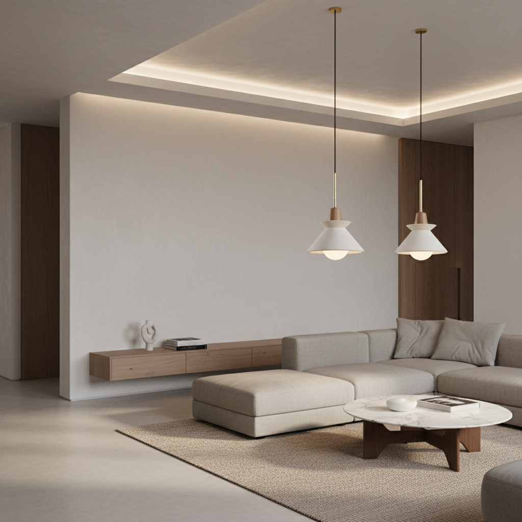 Cemento | Elegant Minimalist White Cement Kitchen Pendant Lighting