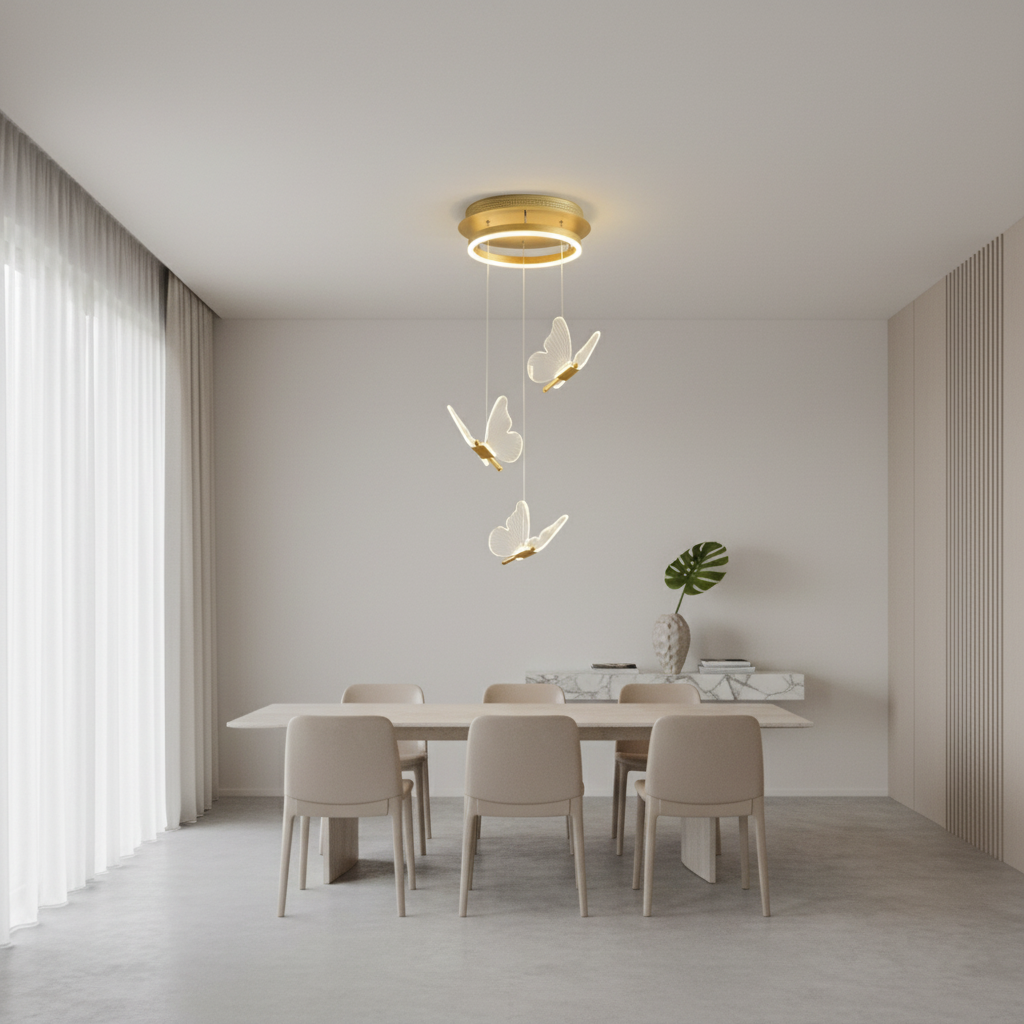 AureliaGlow | Elegant Modern Acrylic Butterfly Chandelier Design