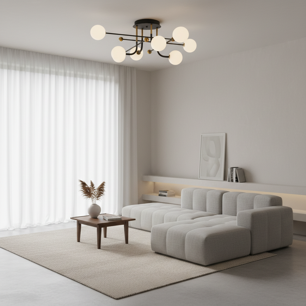Celestia | Elegant Geometric Sputnik Globe Semi-Flush Mount Light