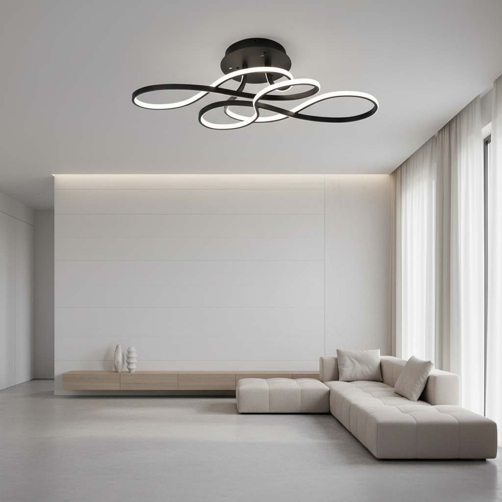 Curvella | Elegant Modern Geometric LED Flush Mount Ceiling Light