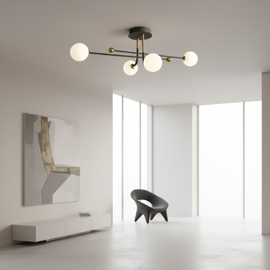 Celestia | Elegant Geometric Sputnik Globe Semi-Flush Mount Light