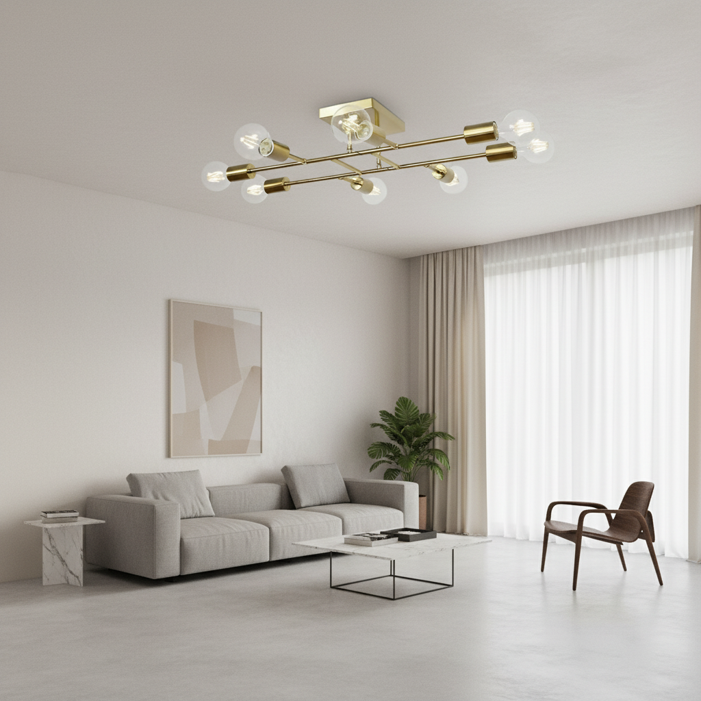 BrassElegance | Vintage Elegant 8-Light Semi Flush Mount Ceiling Light