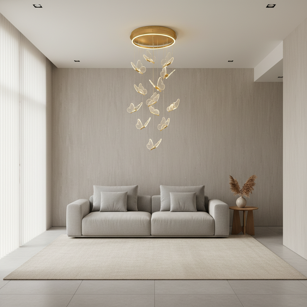 AureliaGlow | Elegant Modern Acrylic Butterfly Chandelier Design