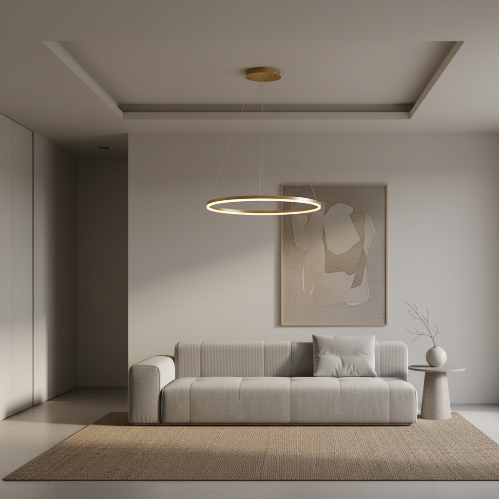 Lunara | Modern Elegant Black Aluminum LED Ring Chandelier