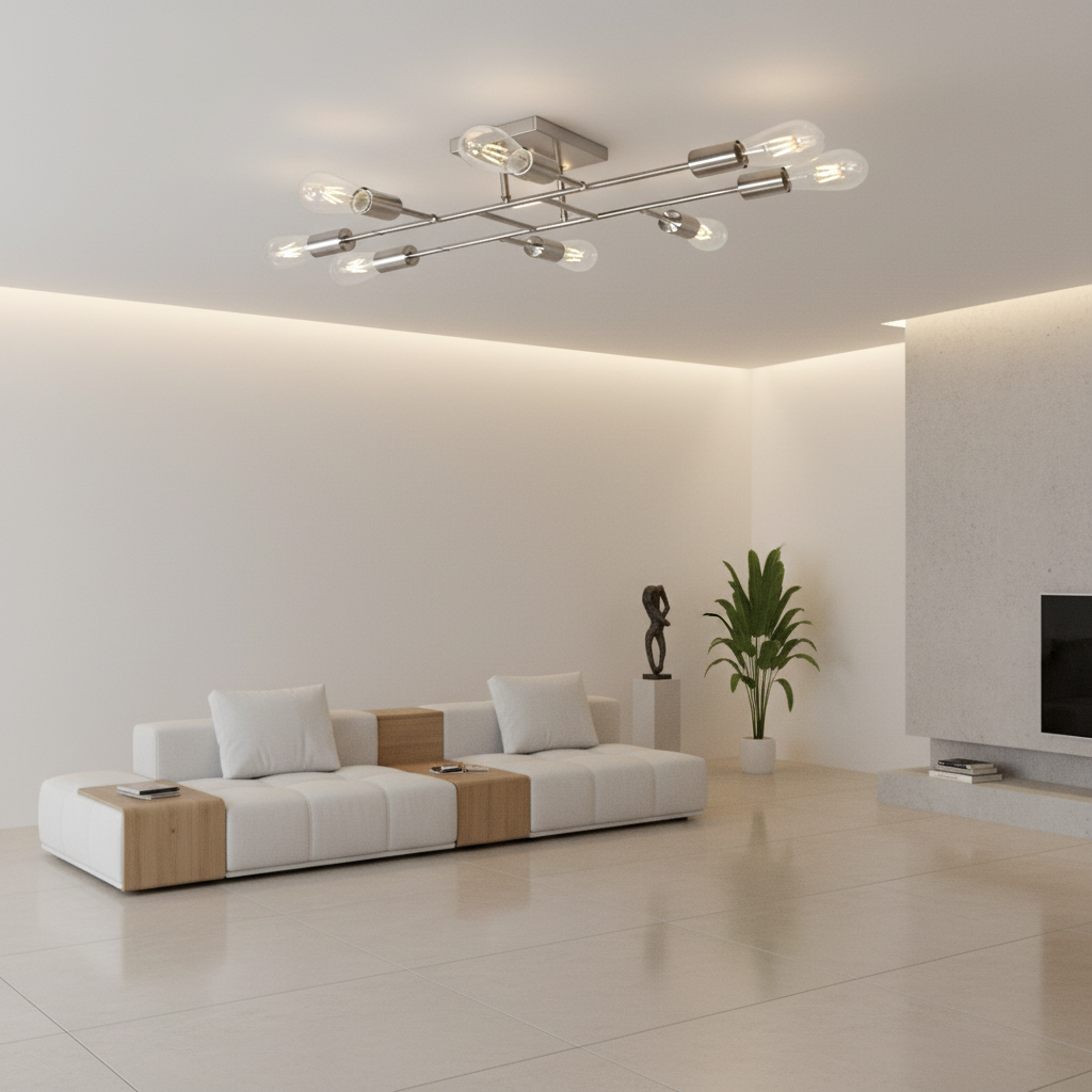 BrassElegance | Vintage Elegant 8-Light Semi Flush Mount Ceiling Light