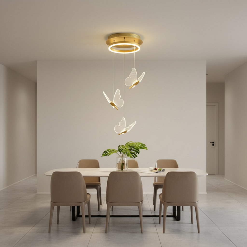 AureliaGlow | Elegant Modern Acrylic Butterfly Chandelier Design