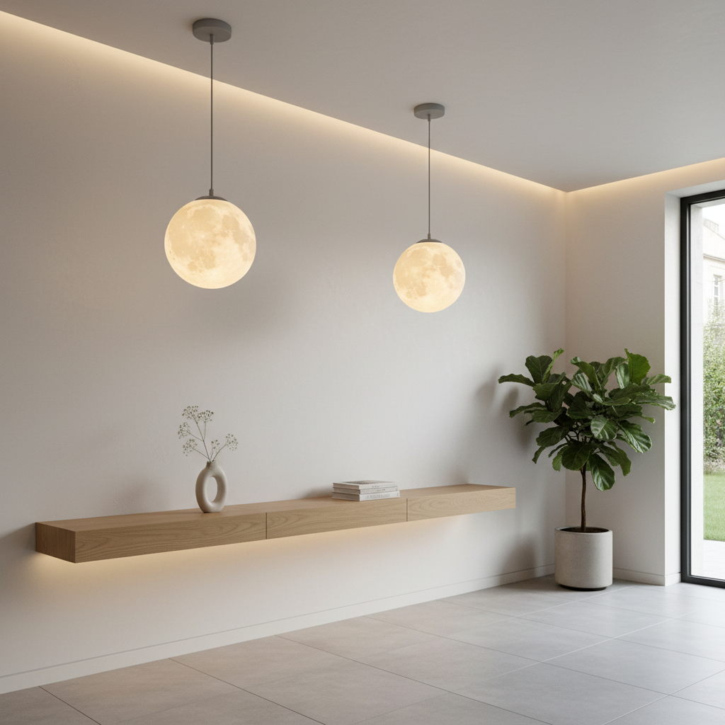 Lunara | Elegant Minimalist Moon Globe Pendant Light Fixture