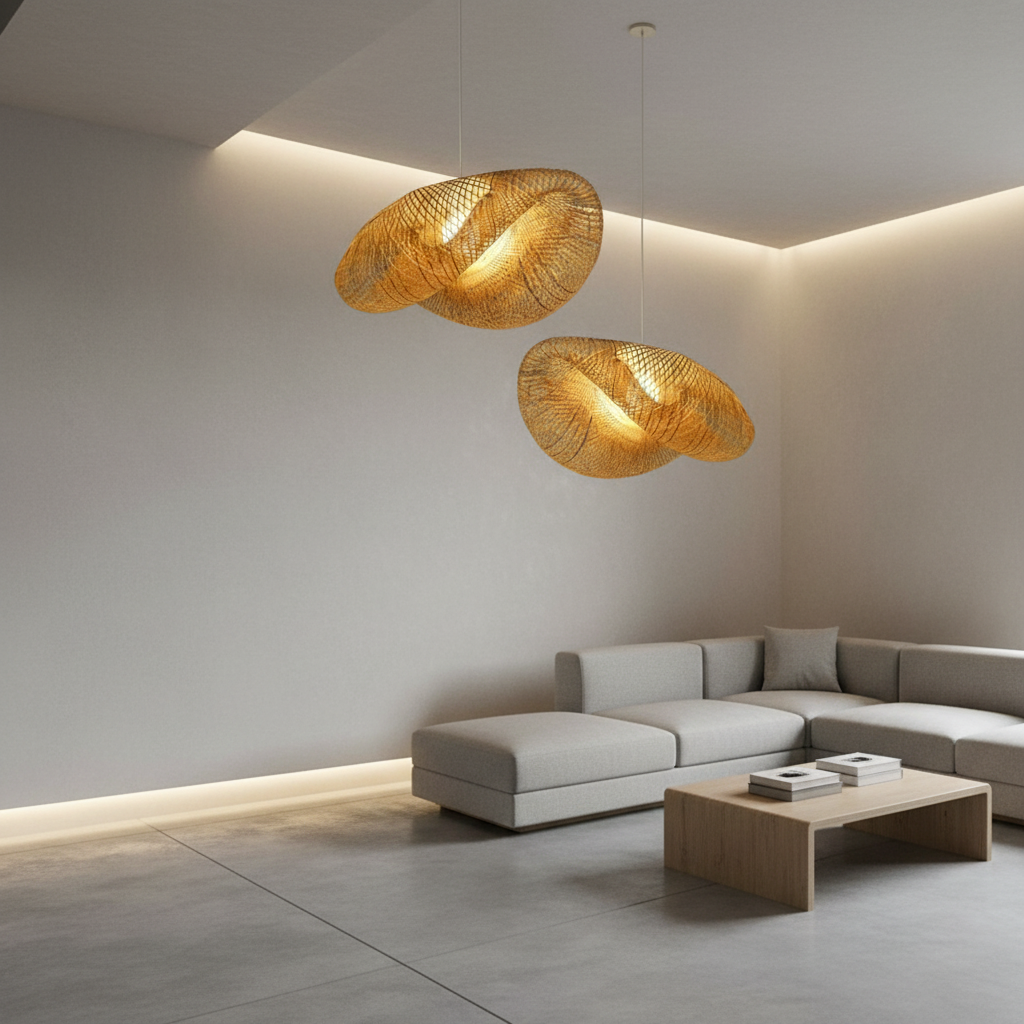 BambooWave | Elegant Natural Bamboo Kitchen Pendant Lighting Fixture