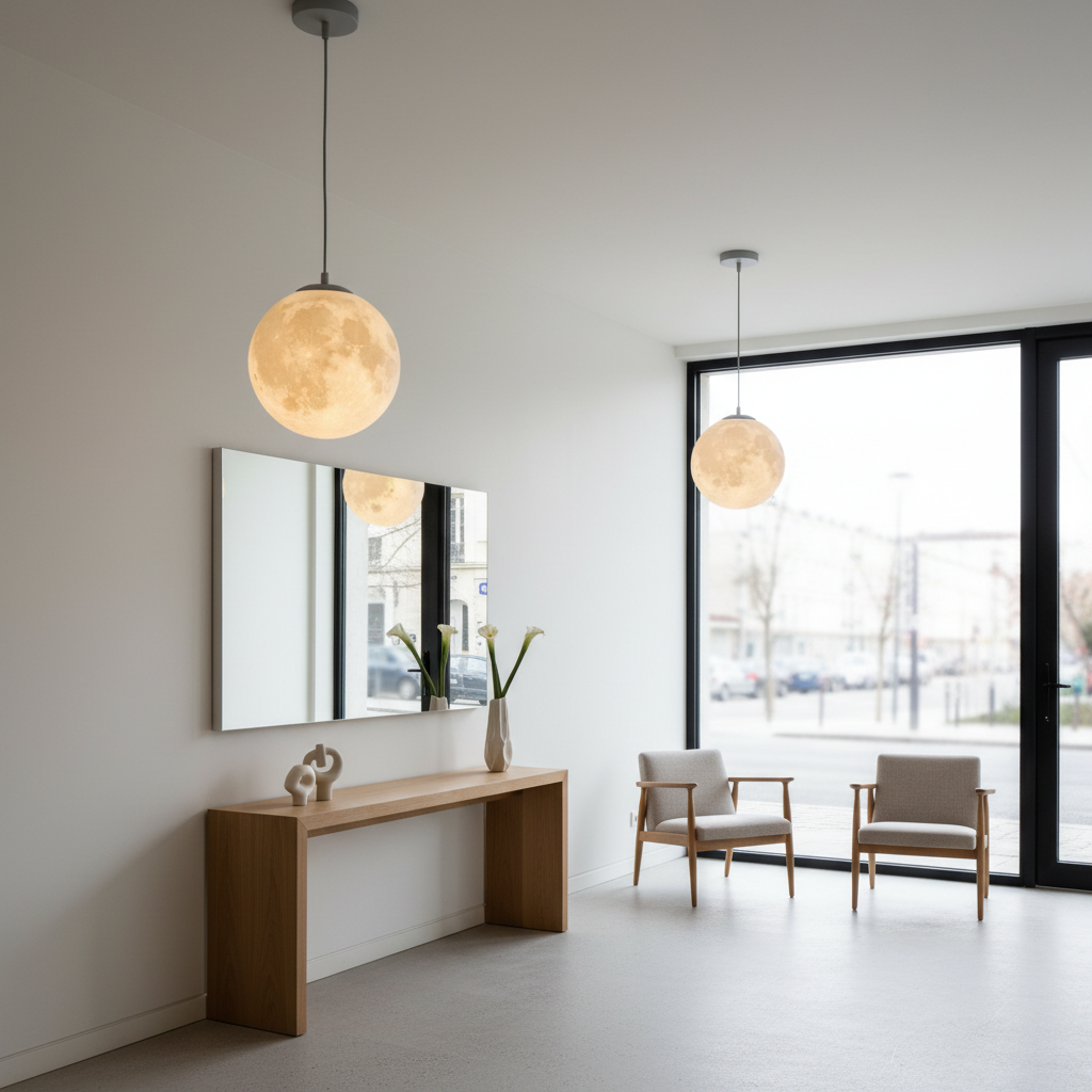 Lunara | Elegant Minimalist Moon Globe Pendant Light Fixture