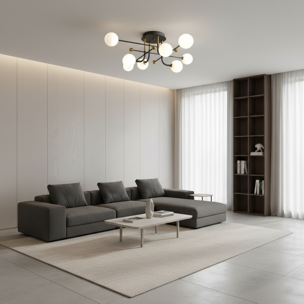 Celestia | Elegant Geometric Sputnik Globe Semi-Flush Mount Light
