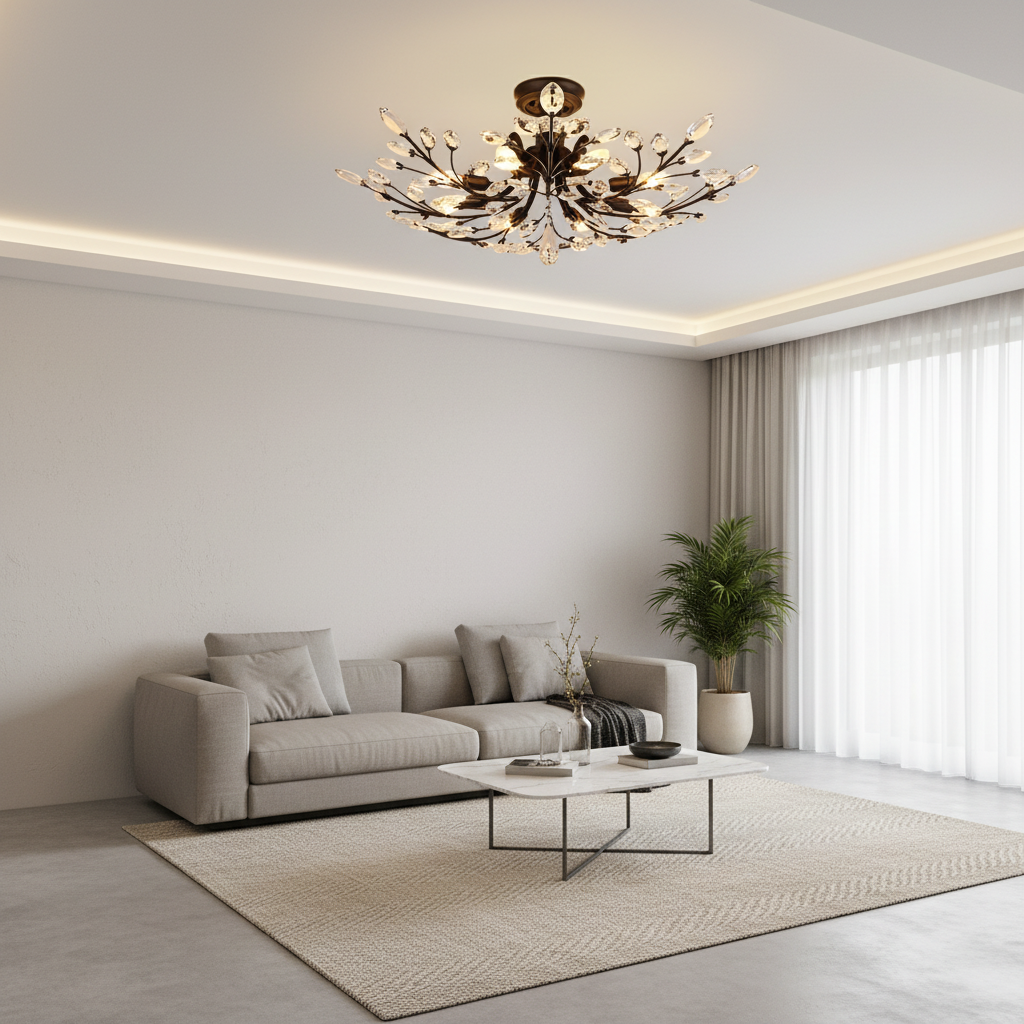LuminaraCrystal | Elegant Dual-Mode Flush Mount Ceiling Light Fixture