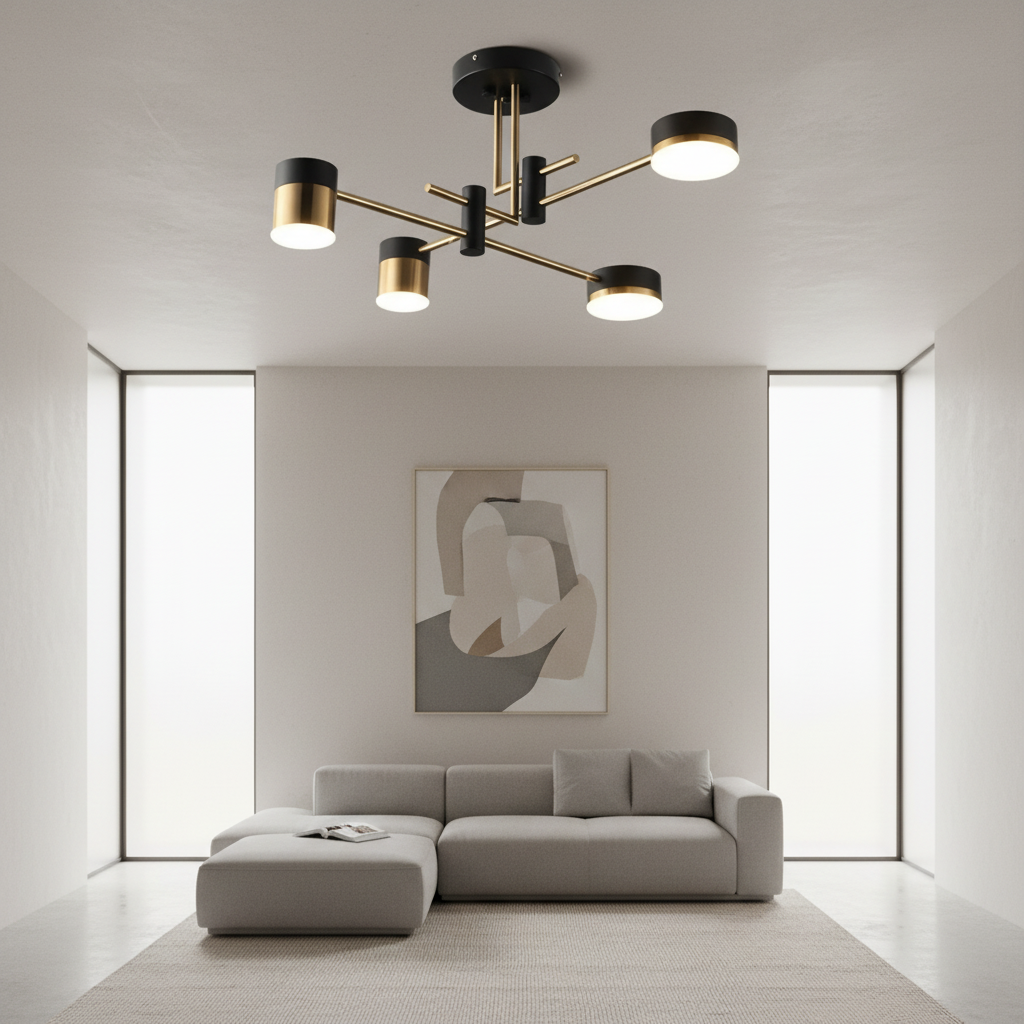 CelestiaSphere | Stylish Modern Black Gold Sputnik Ceiling Light